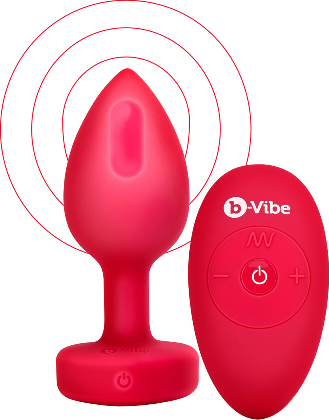 B-Vibe: Vibrating Heart, Remote Control Plug, rød