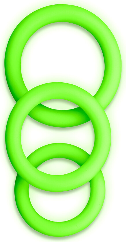 Ouch! Glow in the Dark: Silicone Cock Ring Set, 3 stk