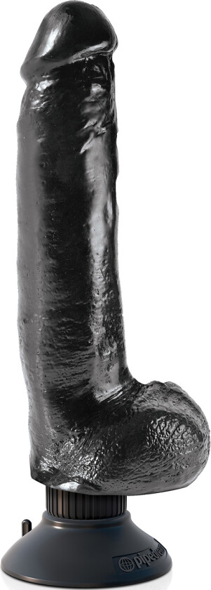 King Cock: Vibrating Cock with Balls, 23 cm, svart