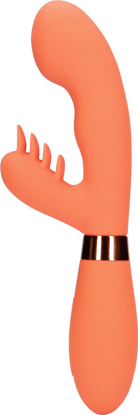 Loveline: Silicone Rabbit Vibrator with Ribbed Clitoral Stimulator