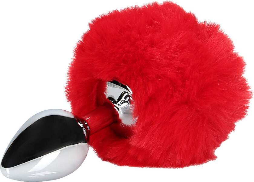 Ouch!: Bunny Tail with Metal Butt Plug, rød