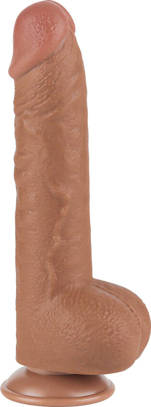 LoveToy: Sliding-Skin Dildo, 24 cm, brun
