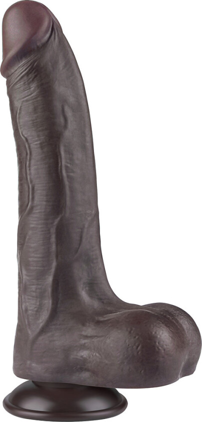 LoveToy: Sliding-Skin Dildo, 22 cm, mørk