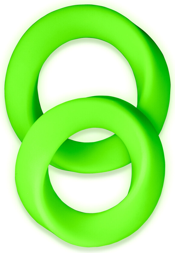 Ouch! Glow in the Dark: Silicone Cock Ring Set, 2 stk