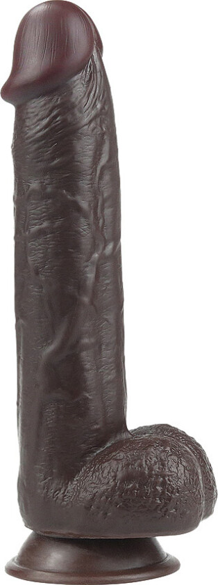 LoveToy: Sliding-Skin Dildo, 24 cm, mørk