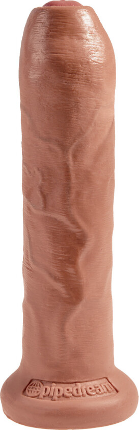 King Cock: Uncut Cock Dildo, 21 cm, lysebrun