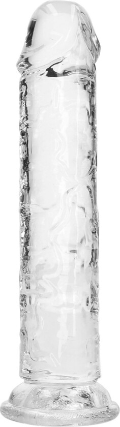 RealRock: Crystal Clear Straight Realistic Dildo, 18 cm, gjennomsiktig