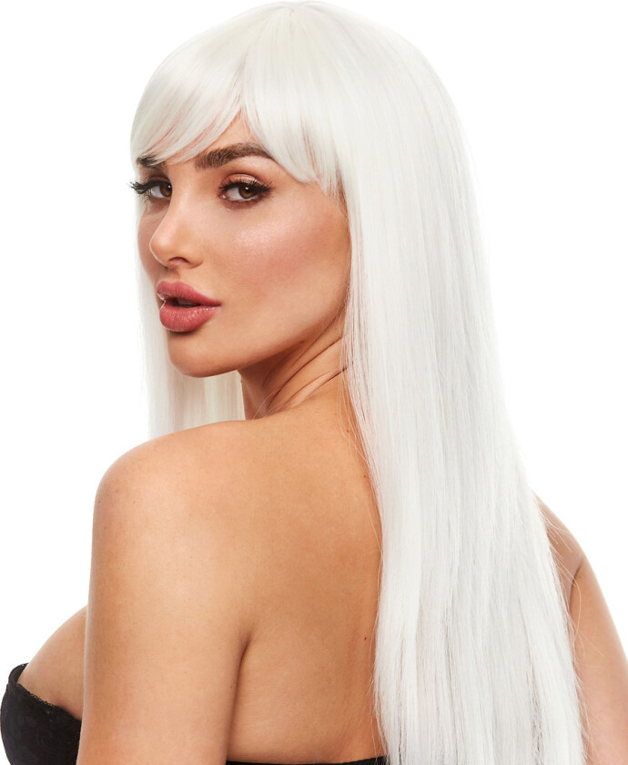 Pleasure Wigs: Amber White Parykk, selvlysende