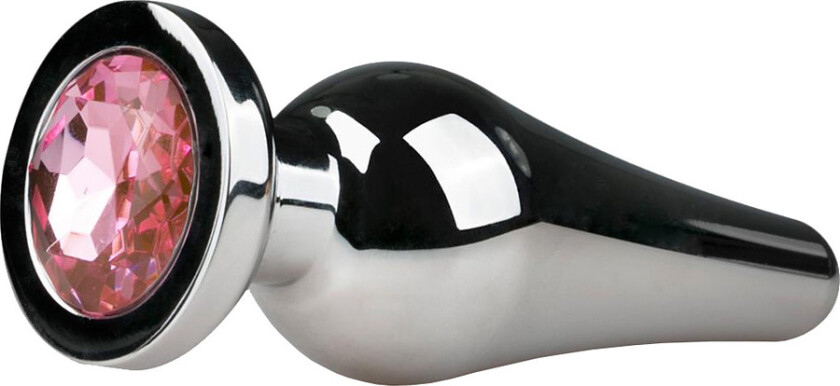 EasyToys: Metal Butt Plug No. 11 with Crystal, medium, sølv/rosa