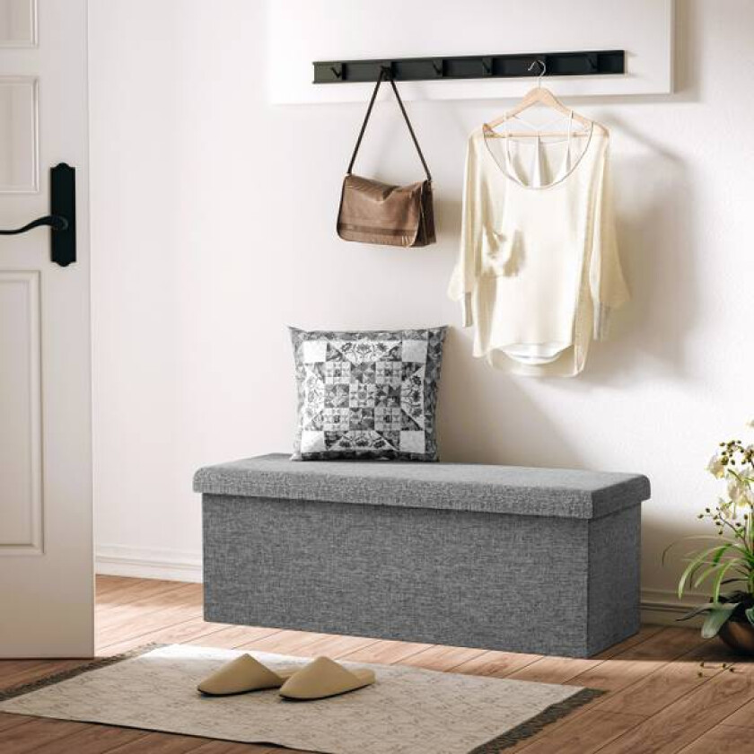 Benk med oppbevaring 115 cm - Grå