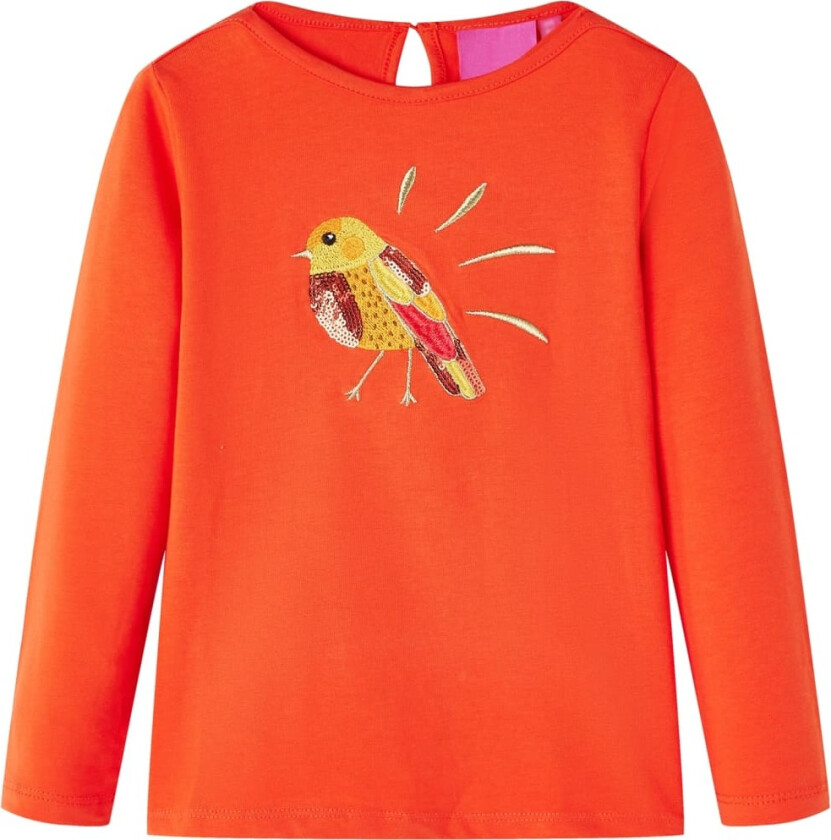 T-skjorte for barn med lange ermer mørkeoransje 128