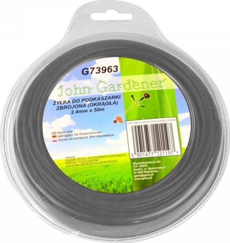 Geko Forsterket Trimmerline (Rund) 2,4Mmx50m (10/40) G73963 Geko