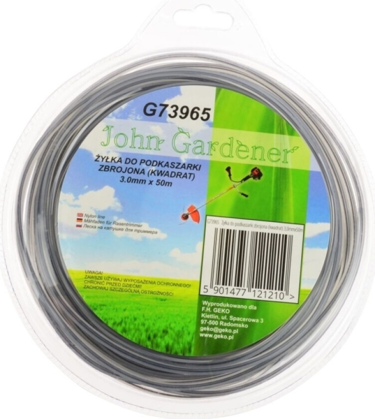 Geko Forsterket Trimmerlinje (Firkantet) 3,0Mmx50m(20)