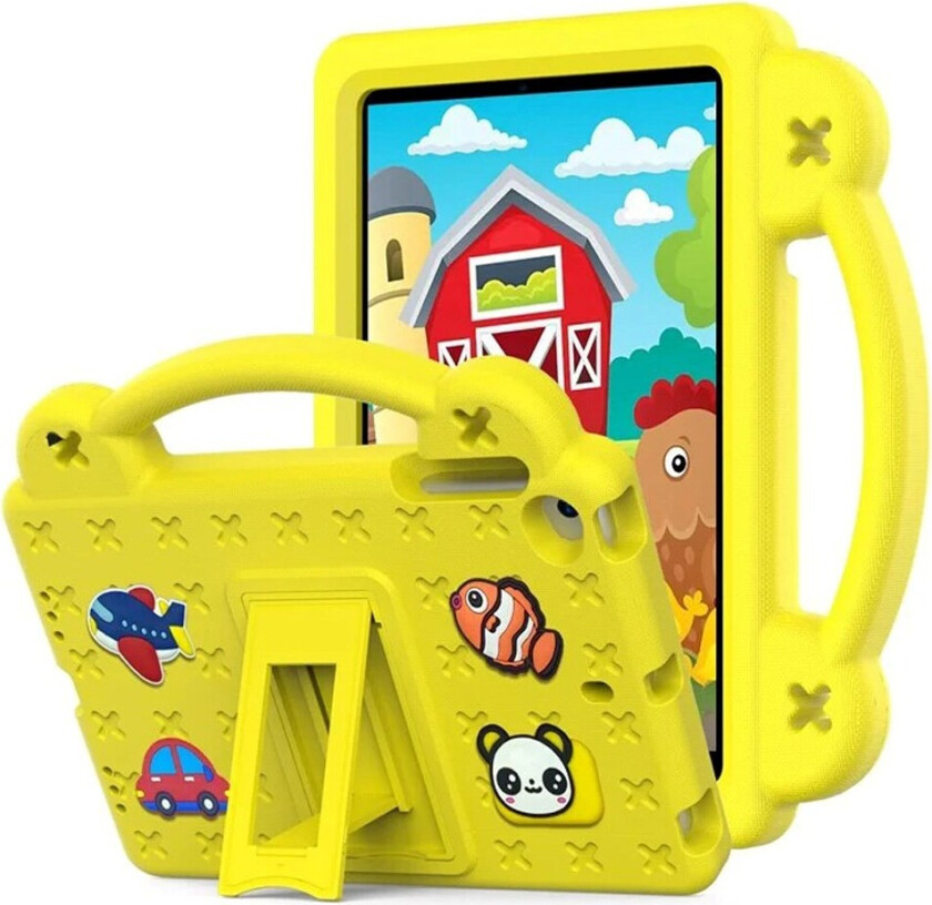 - iPad Mini (2019/2015/2014/2013/2012) Barnedeksel m. Stativ & Håndholder - Gul