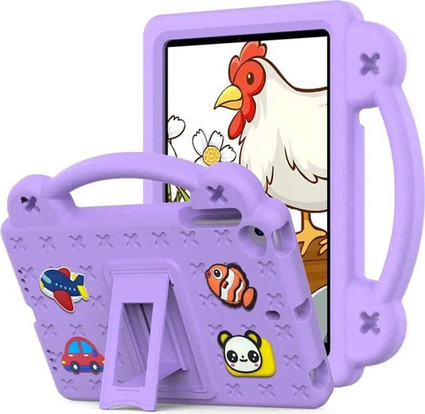 - iPad Mini (2019/2015/2014/2013/2012) Barnedeksel m. Stativ & Håndholder - Lilla