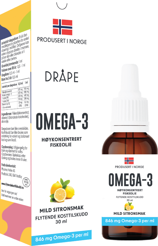 Omega-3 høykonsentrert fiskeolje, Sitron, 30 ml