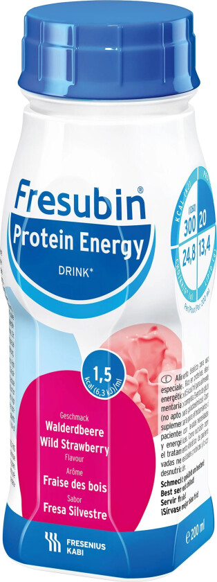 Protein Energy Drink markjordbær, 4x200 ml