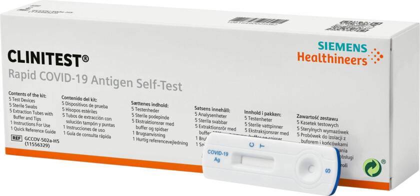 Rapid COVID-19 Antigen selvtest, 5 tester