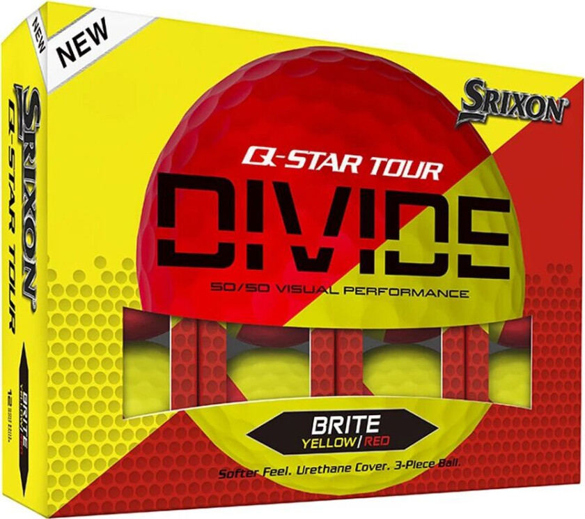 Q-Star Tour 2 Divide Golfball Gul/rød