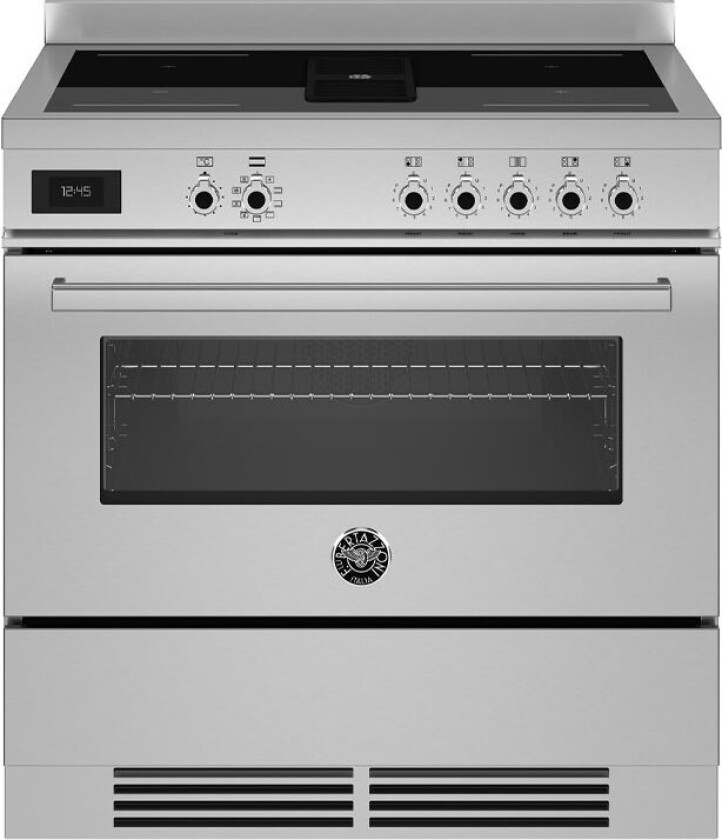 Komfyr - Professional 90 cm (1 ovn) (Rustfri) Induksjon med innebygd vifte (Air-Tec)