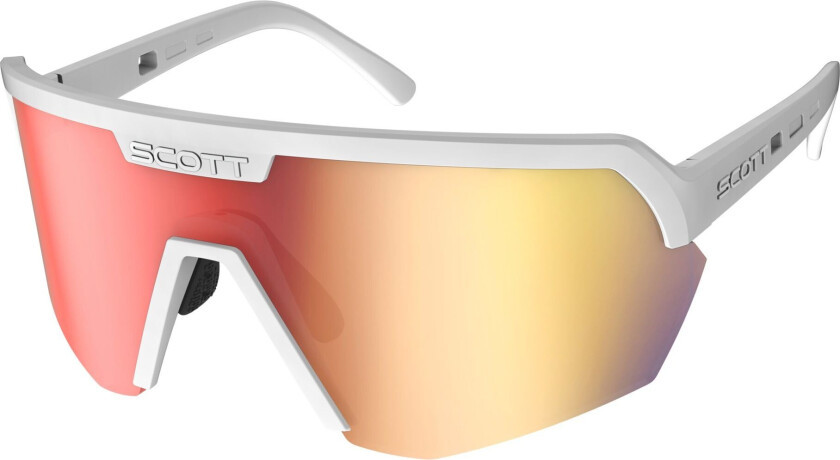 Sport Shield Sykkelbriller Matt hvit/Rød Krom