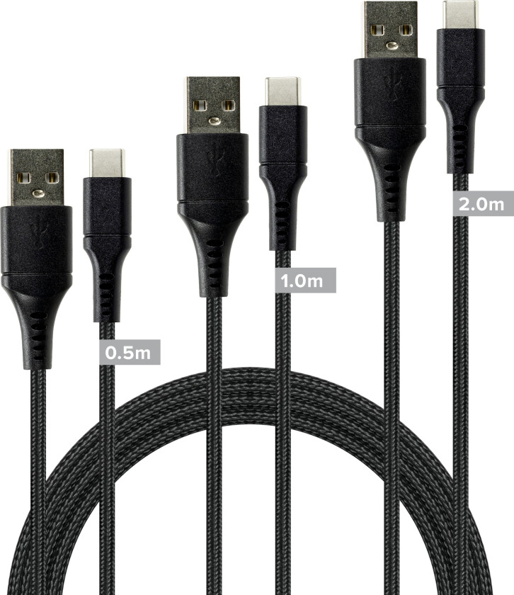 Bilde av - USB-A to USB-C Cable Set, black