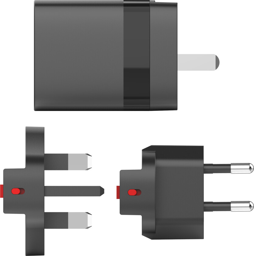 - Travel Charger USB-A&USB-C 15W for US-UK-EU, black