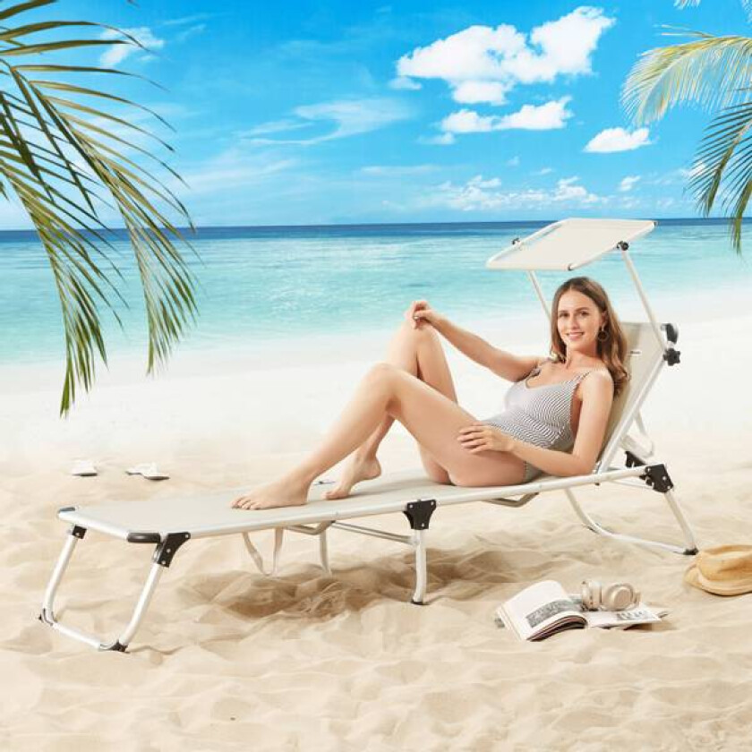 Solseng Malta aluminium med baldakin - krem