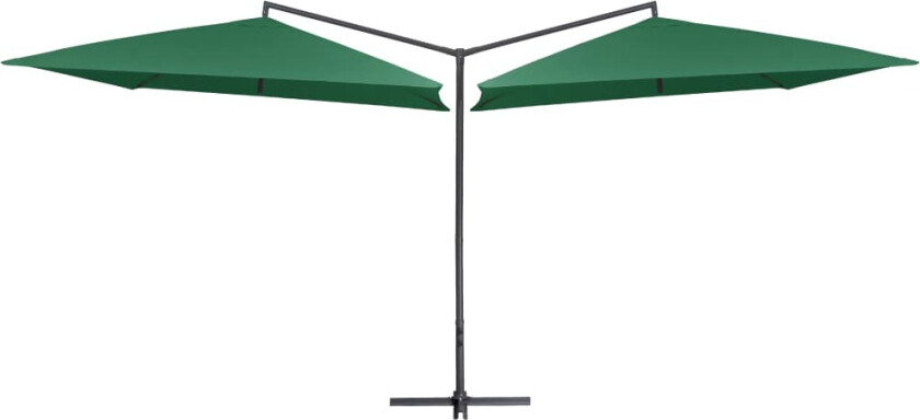 Dobbel parasoll med stålstang 250x250 cm grønn