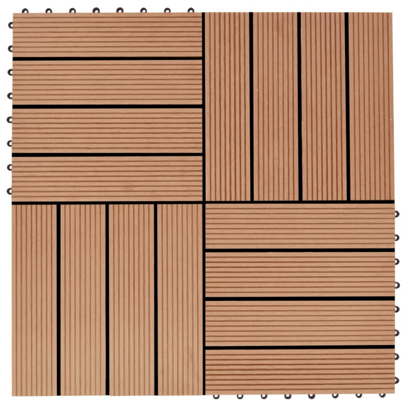 Bilde av Terrassebord 11 stk WPC 30x30 cm 1 kvm teak-farget