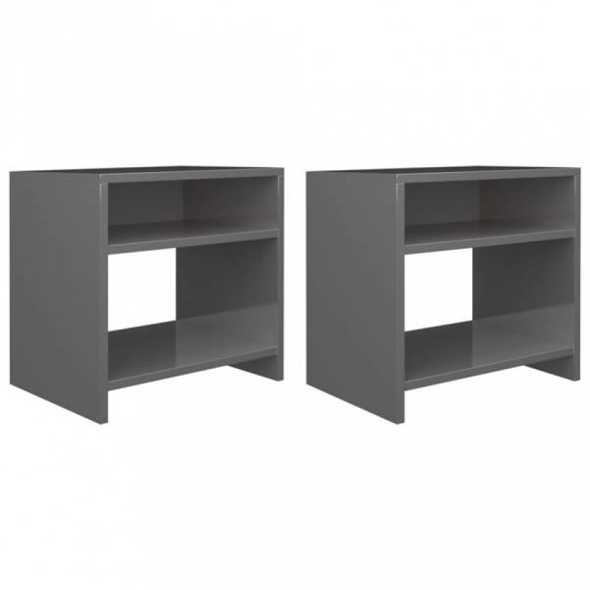 Nattbord 40x30x40 cm sponplate 2 stk - Grå høyglans