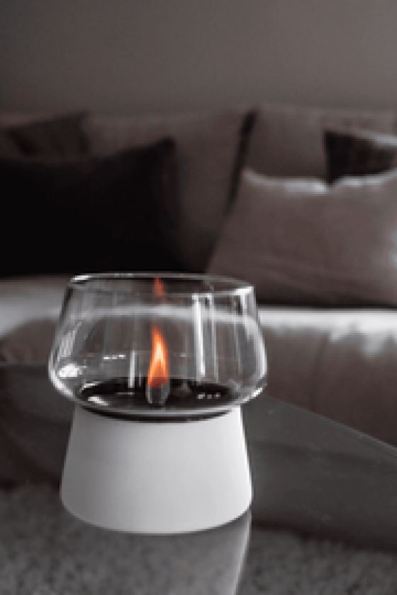 BORDLYKT 14CM HVIT AMARYLLIS METALL GLASS