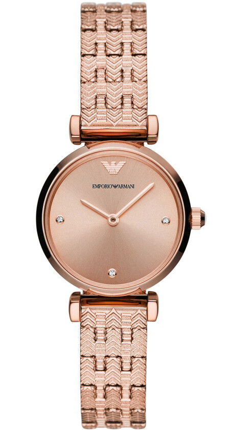 Emporio Armani Gianni T-Bar AR11342 - Kvarts - Rosegull - Dameklokker - Rustfritt stål - ledd m/pin - Mineral