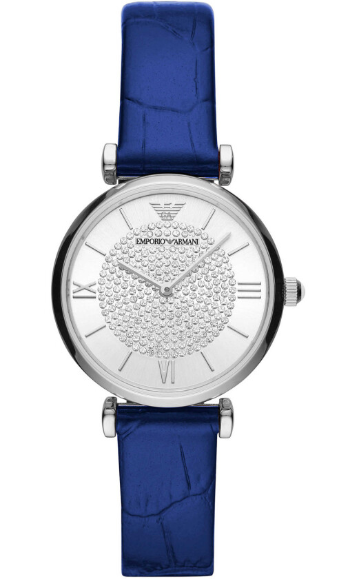 Emporio Armani Gianni T-Bar AR11344 - Kvarts - Sølv - Dameklokker - Skinn - Mineral
