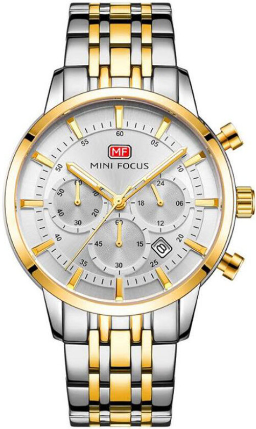 MF0282G01 - Kvarts - Gull Sølv - Herreklokker - Rustfritt stål - ledd m/pin - Mineral