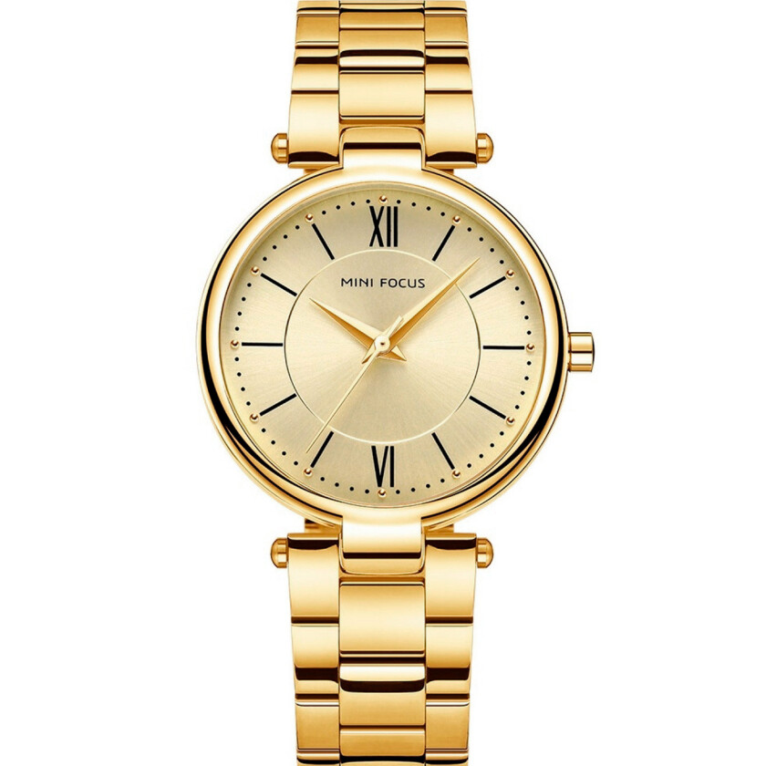 MF0189 Golden - Kvarts - Gull - Dameklokker - Rustfritt stål - ledd m/pin - Mineral