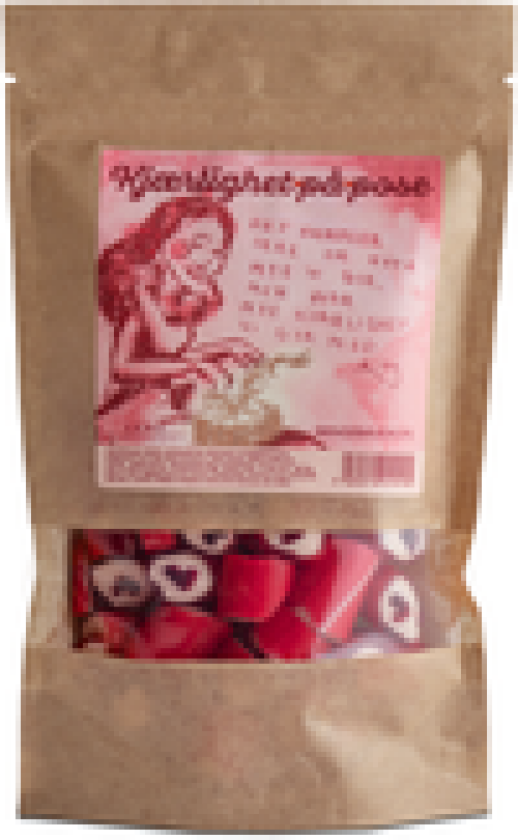 Bringebærdrops Kjærlighet på pose, 180g