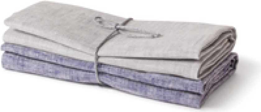 KJØKKENHÅNDKLE 100% LIN 2 STK GRÅ/MARINE 50X70CM