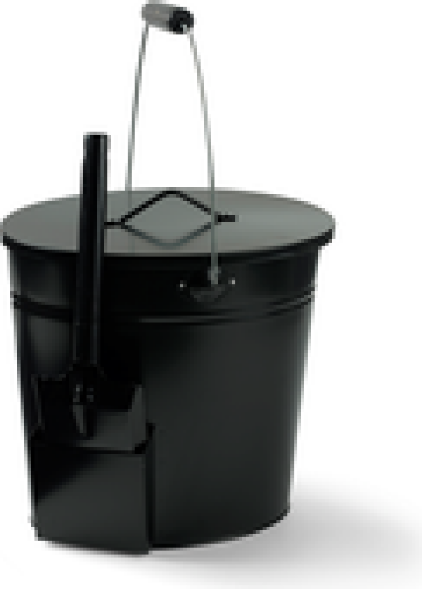 ASKEBØTTE SORT METALL MED SPADE 15,6L