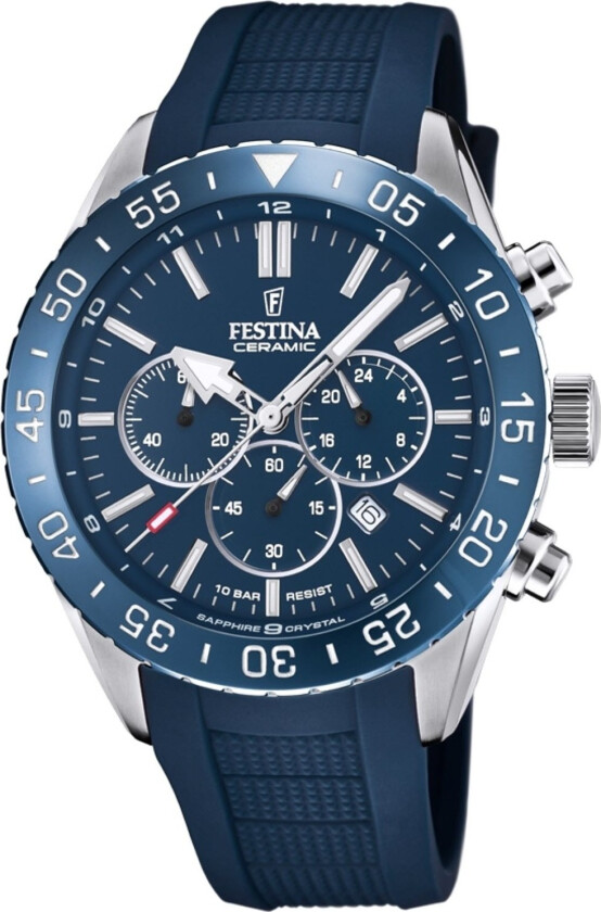 Ceramic Chronograph F20515/1 - Kvarts - Sølv - Herreklokker - Silikon - Safir
