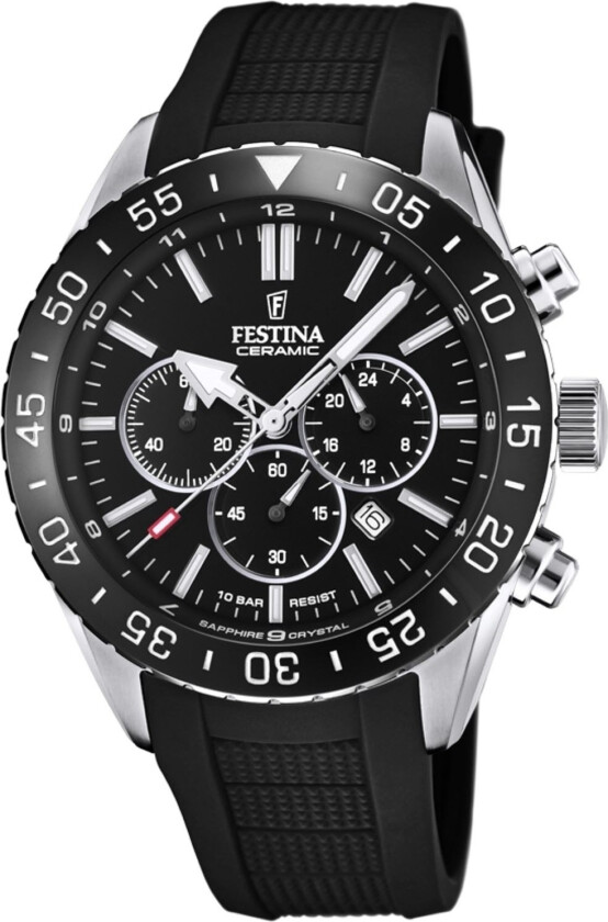 Ceramic Chronograph F20515/2 - Kvarts - Sølv - Herreklokker - Silikon - Safir