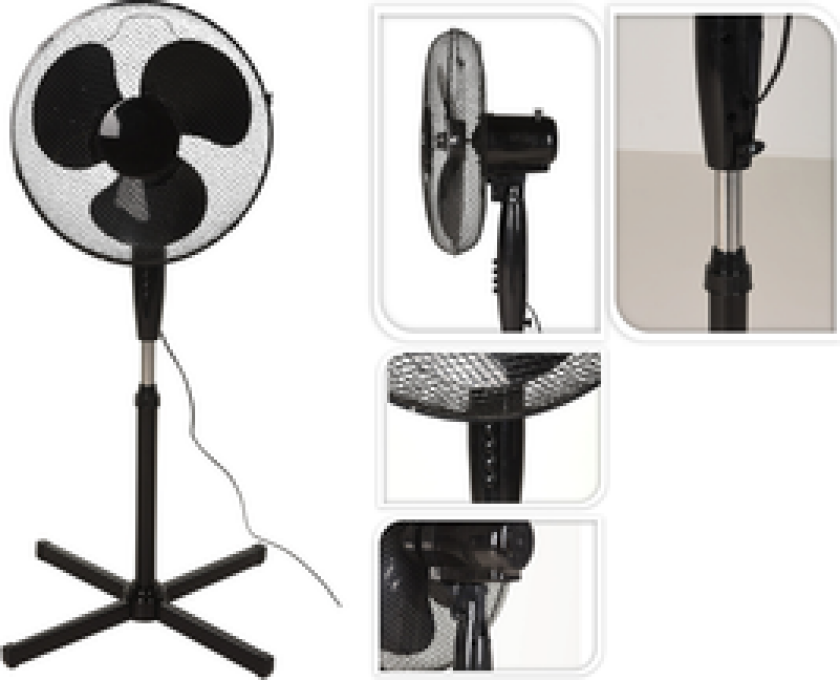 GULVVIFTE SVART 3 HASTIGHETER 45W