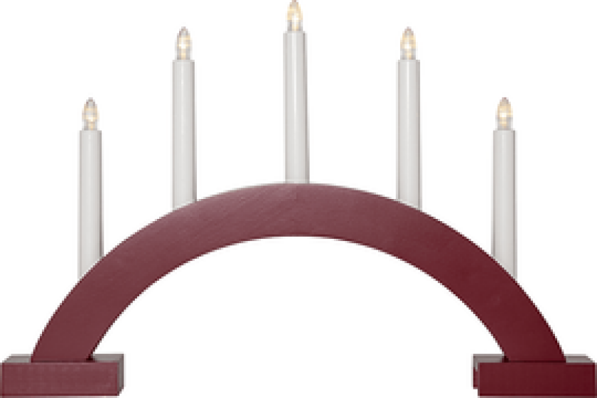 Adventstake ABBE 5-armet rød med med ledlys og batteri