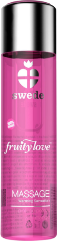 SWEDE Fruity Love Warming Effect Massage Oil Pink Raspberry and Rhubarb