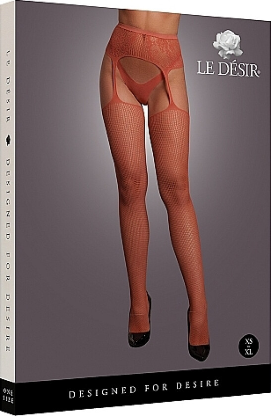 Fishnet and Lace Garterbelt Stockings - One Size - Korall