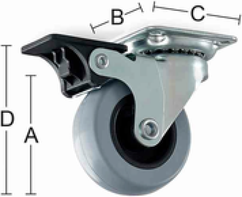 MØBELHJUL 4110 100MM MED PLATE/BREMS