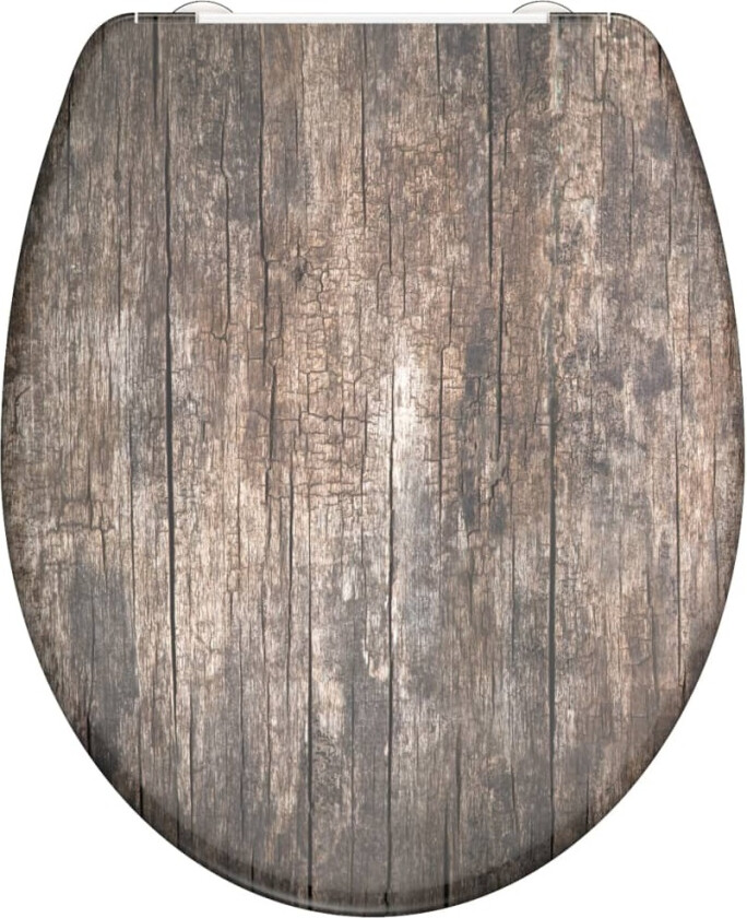 Toalettsete duroplast myk lukkefunksjon OLD WOOD trykk