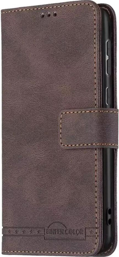 Samsung Galaxy A73 (5G) BINFEN Flip Deksel i Mykt Skinn med Lommebok - Ytre Magnetklaff - Brun