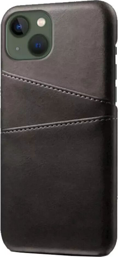 iPhone 14 Kunst Skinn Bakdeksel m. Lommebok - Svart