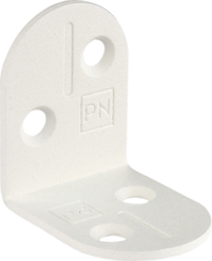 VINKELJERN 51X38X2,5 FINSTRUKTUR HVIT MED RUSTFRI A4 SKRUER